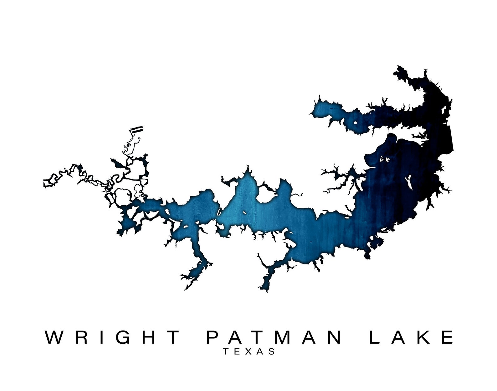 Wall Art Map Print of Wright Patman Lake Bowie County Texas Etsy France
