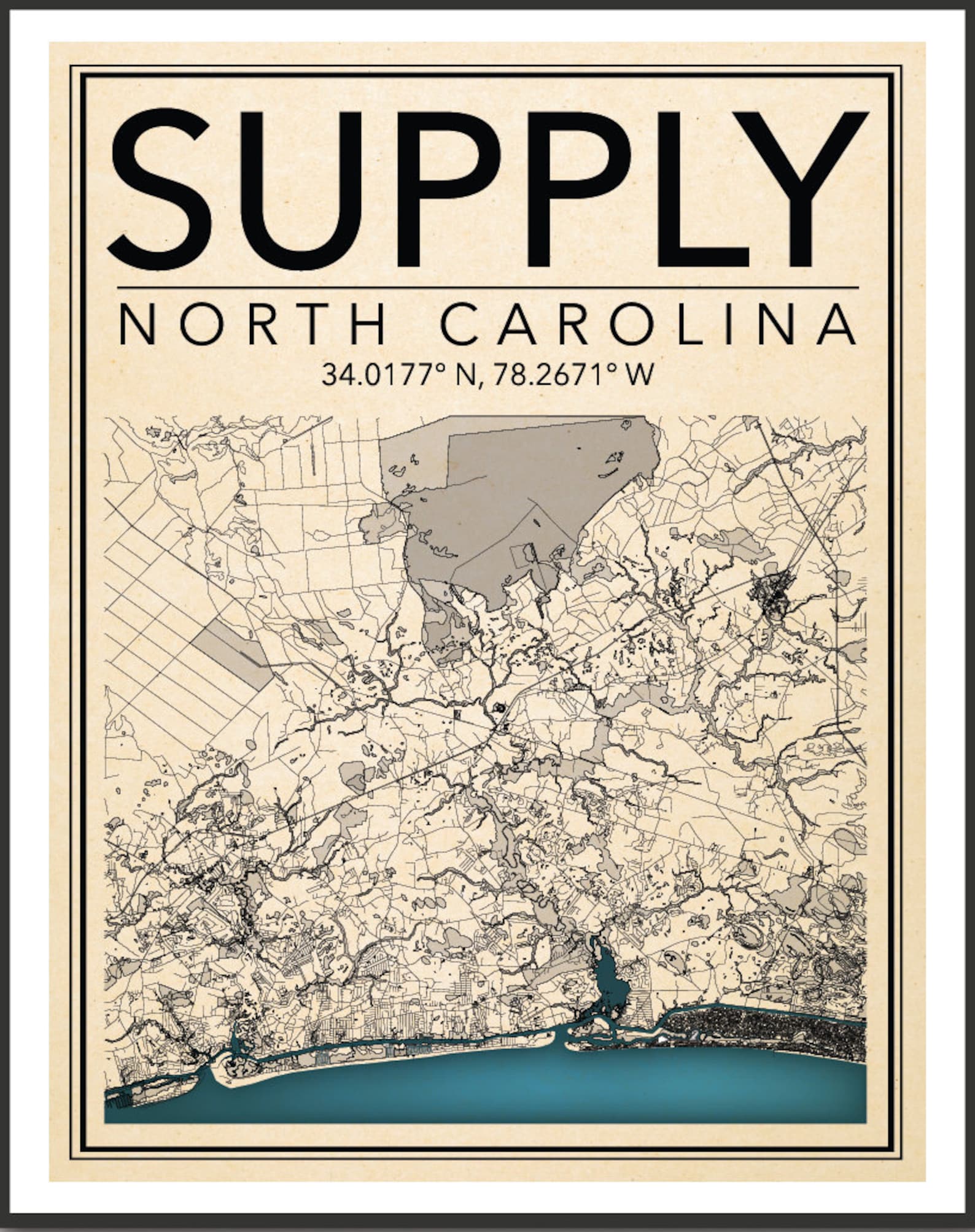 Wall Art Map Print Supply NC Etsy