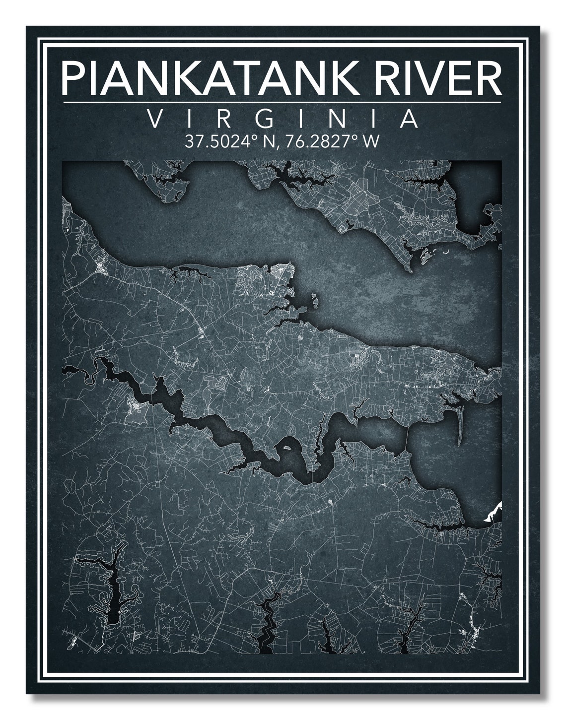 Wall Art Map Print of Piankatank River Virginia Etsy