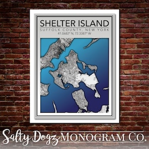 Wall Art Map Print of Shelter Island, Greenport, Shelter Island, Suffolk County, New York!