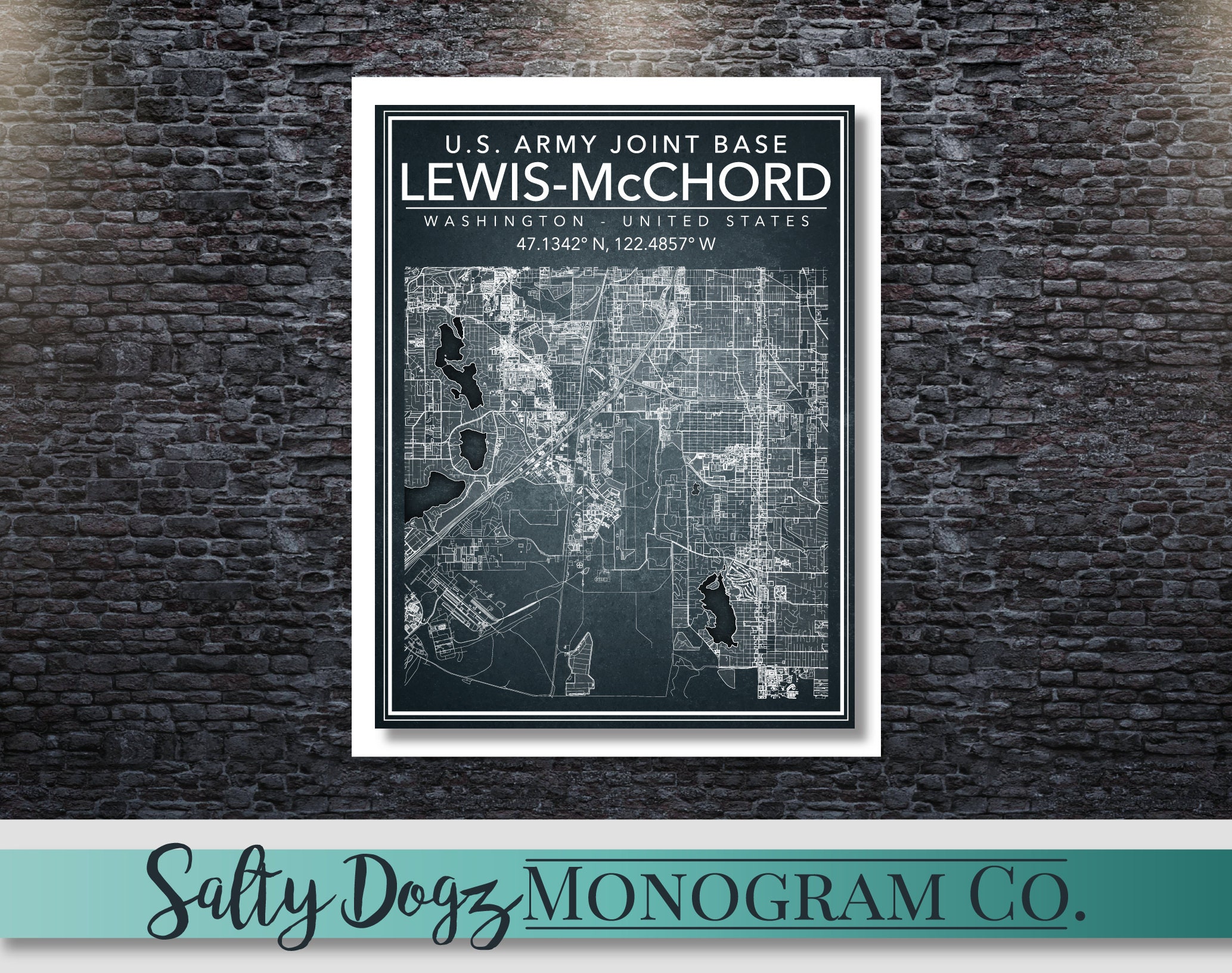 Jblm Post Map Wall Art Map US Army Joint Base Lewis–mcchord- Washington! - Etsy