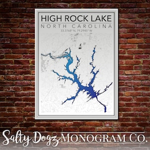 TÉLÉCHARGEMENT NUMÉRIQUE 18 x 61 cm Impression de High Rock Lake, Caroline du Nord ! ***3 versions***