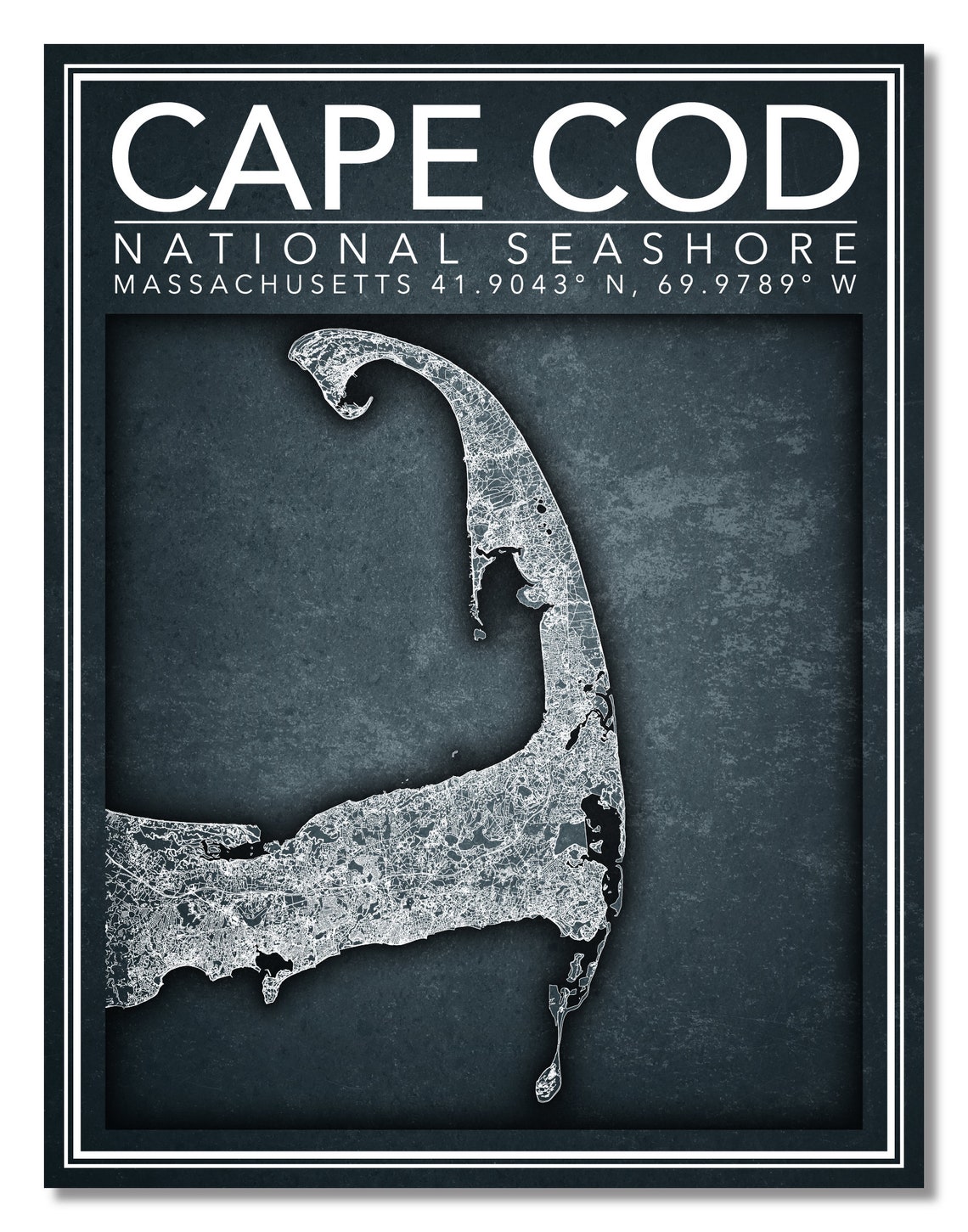 Wall Art Map Print of Cape Cod National Seashore | Etsy