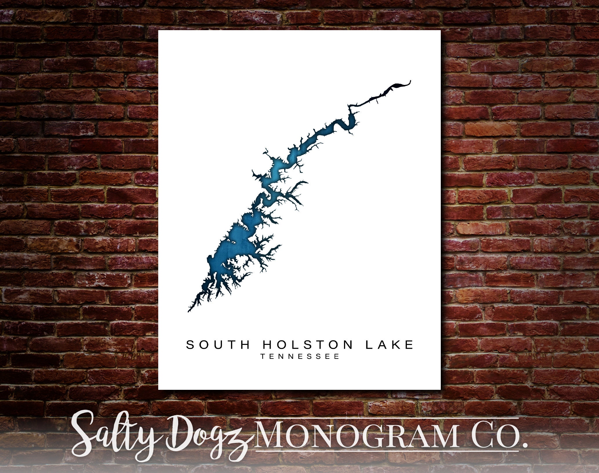 Wall Art Map Print of South Holston Lake Tennessee - Etsy