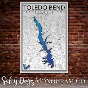 DESCARGA DIGITAL Impresión de 24x36 pulgadas de Toledo Bend, Texas/Luisiana! ***3 versiones***