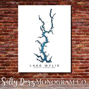 Wall Art Map Print of Lake Wylie, South Carolina!!!