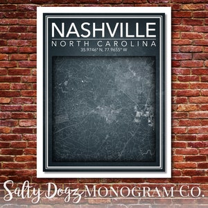 Wall Art Map Print of Nashville, North Carolina!!!