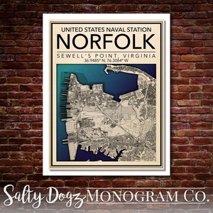 Wall Art Map Print of Naval Station Norfolk, Virginia!