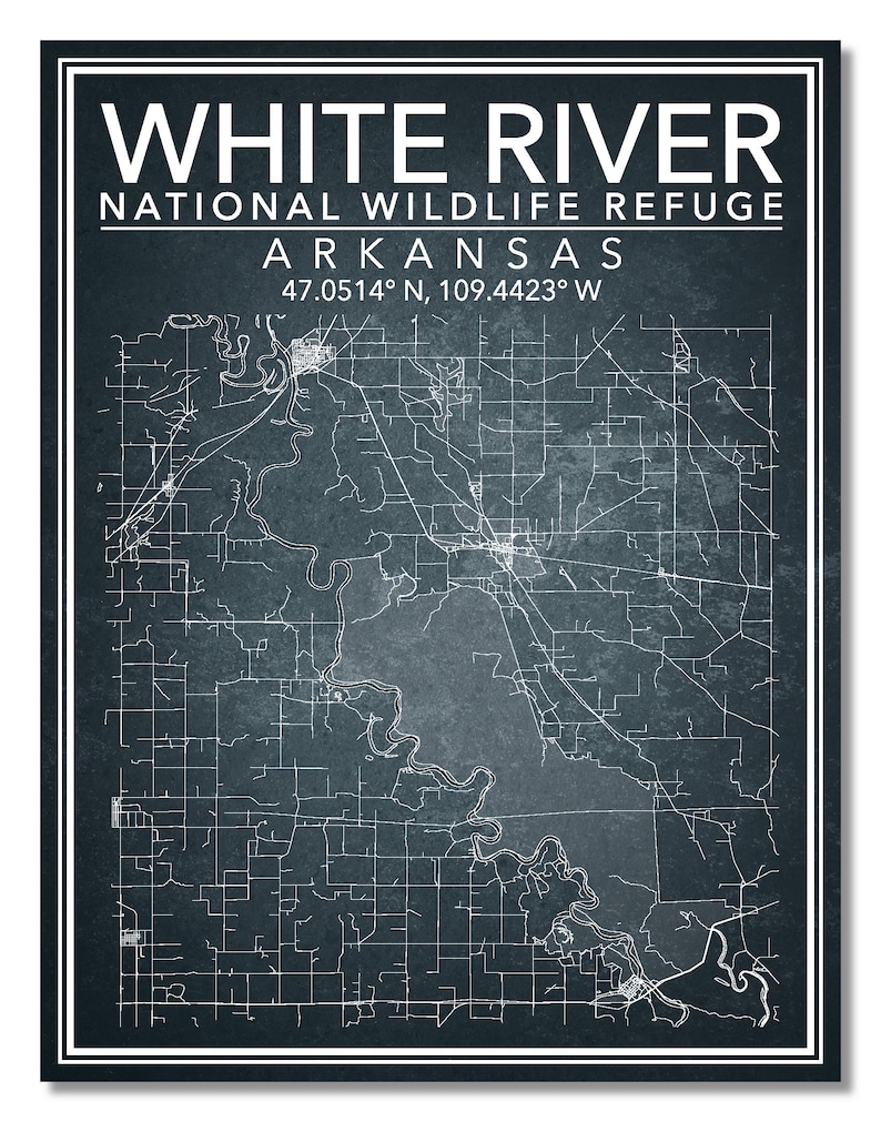 Wall Art Map Print of White River National Refuge Arkansas - Etsy