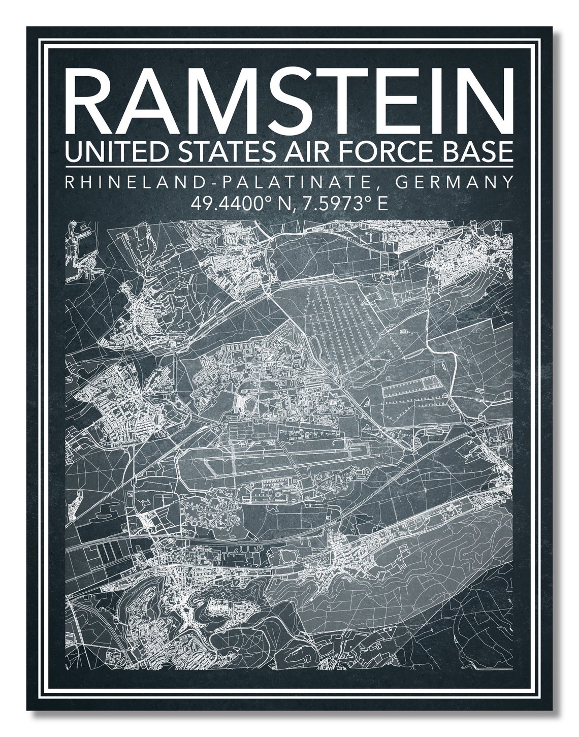Wall Art Map of Ramstein Air Base Rhinelandpalatinate Etsy