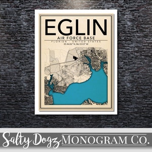 Wall Art Map Print Eglin Air Force Base, Florida!!
