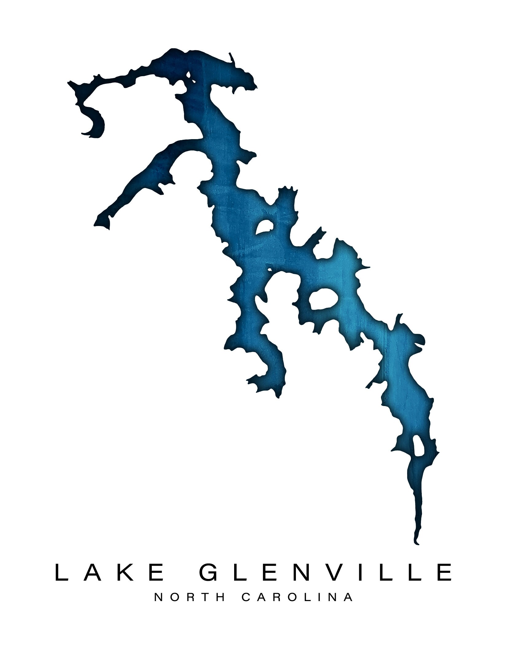 Wall Art Map Print of Lake Glenville North Carolina Etsy