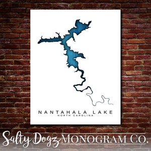 Wall Art Map Print of Lake Nantahala, North Carolina!!!