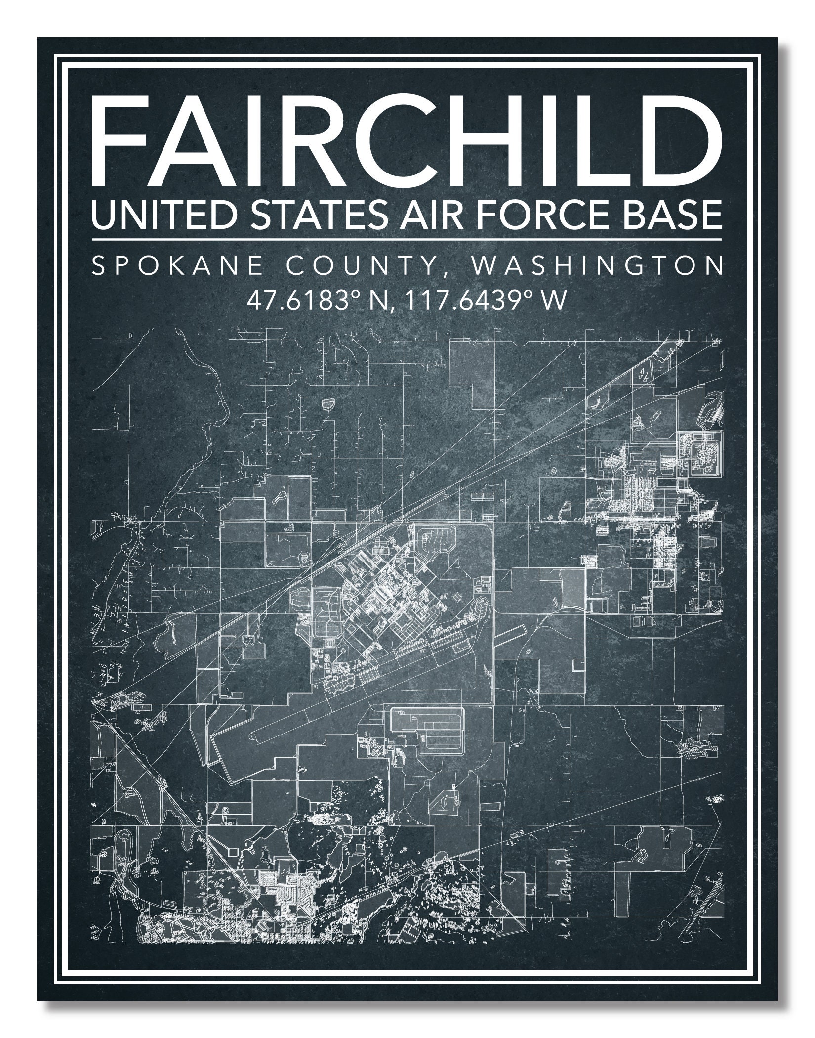 Wall Art Map of Fairchild Air Force Base West Mcfarlane Road Etsy