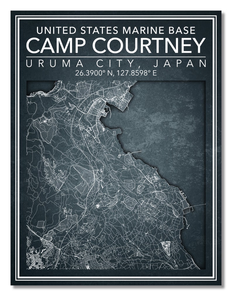 Wall Art Map Print of United States Marine Corps Base- Camp Courtney ...