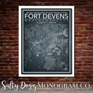 Wall Art Map Print of United States Army military installation Fort Devens!