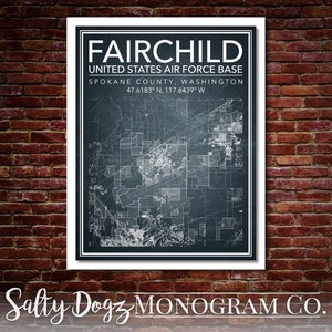 Wall Art Map of Fairchild Air Force Base, West McFarlane Road, Spokane County, Washington, 99001, United States!