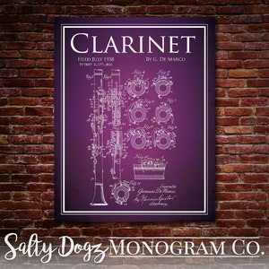 Vintage Clarinet Patent Print- Teacher Gift- Band Director