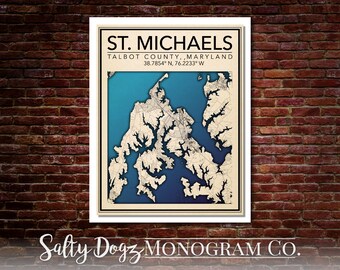 Wall Art Map Print of St. Michaels, Talbot County, Maryland!