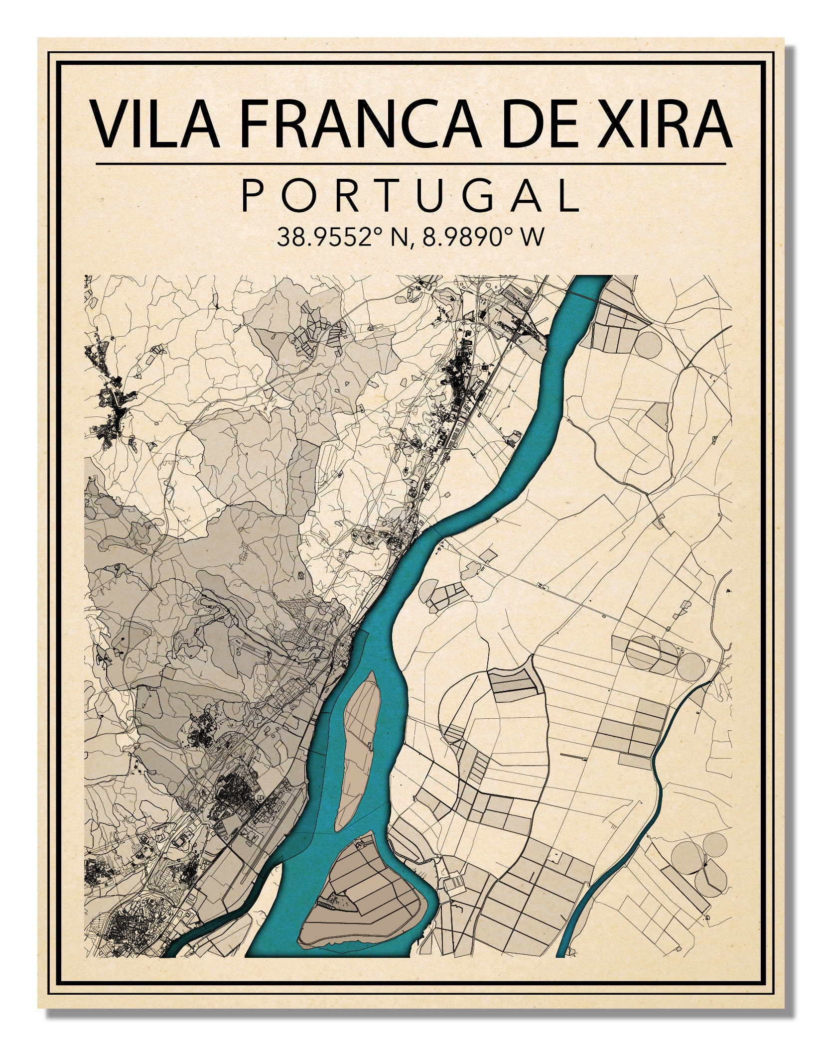 Mapa Portugal 55,5x39,5 dupla face