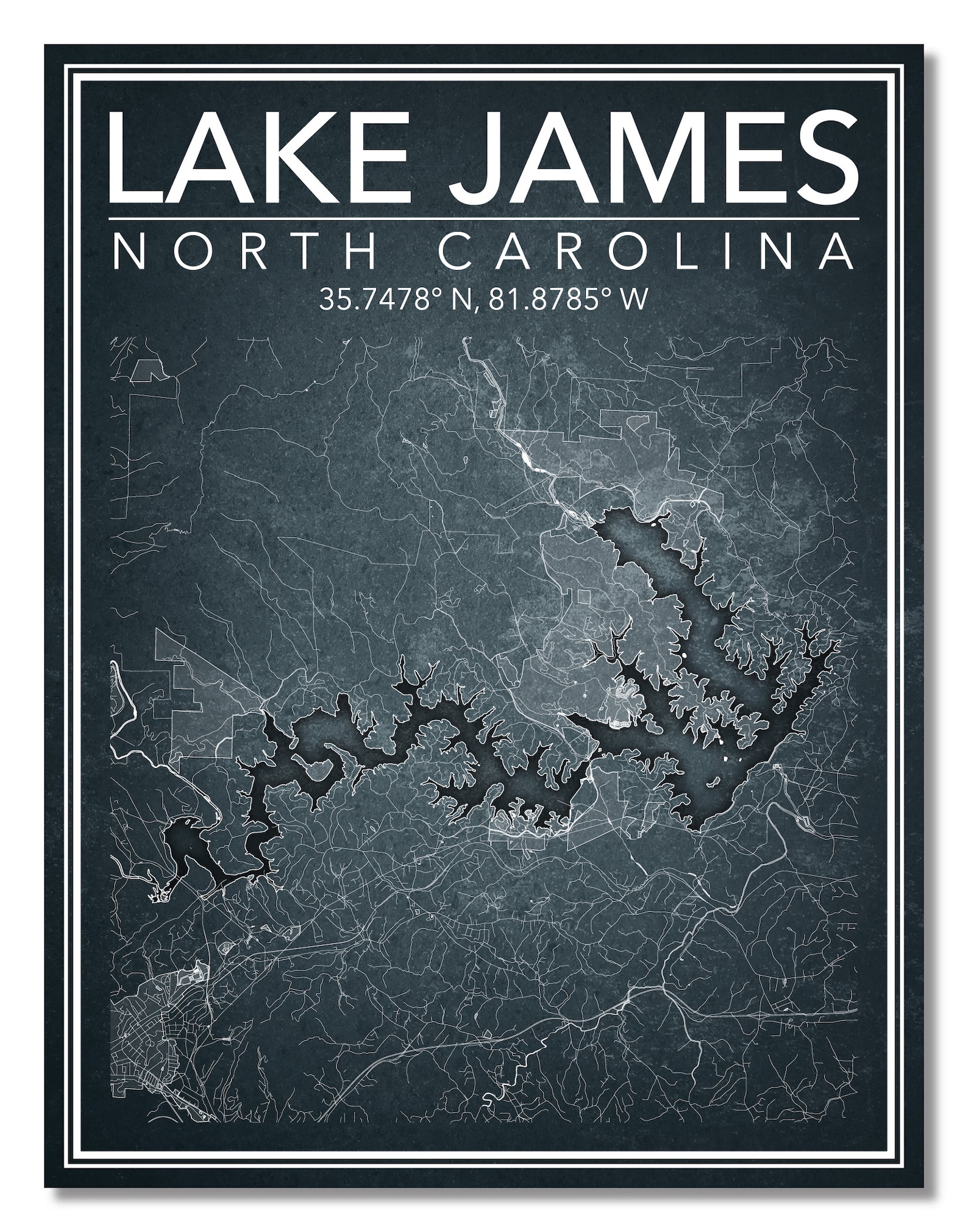 Wall Art Map Print of Lake James North Carolina | Etsy