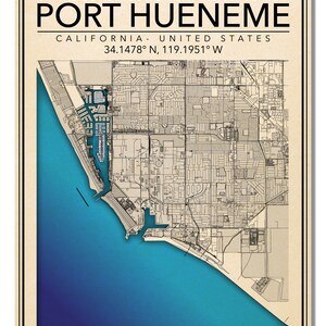 Wall Art Map Print of Naval Construction Battalion Center Port Hueneme ...