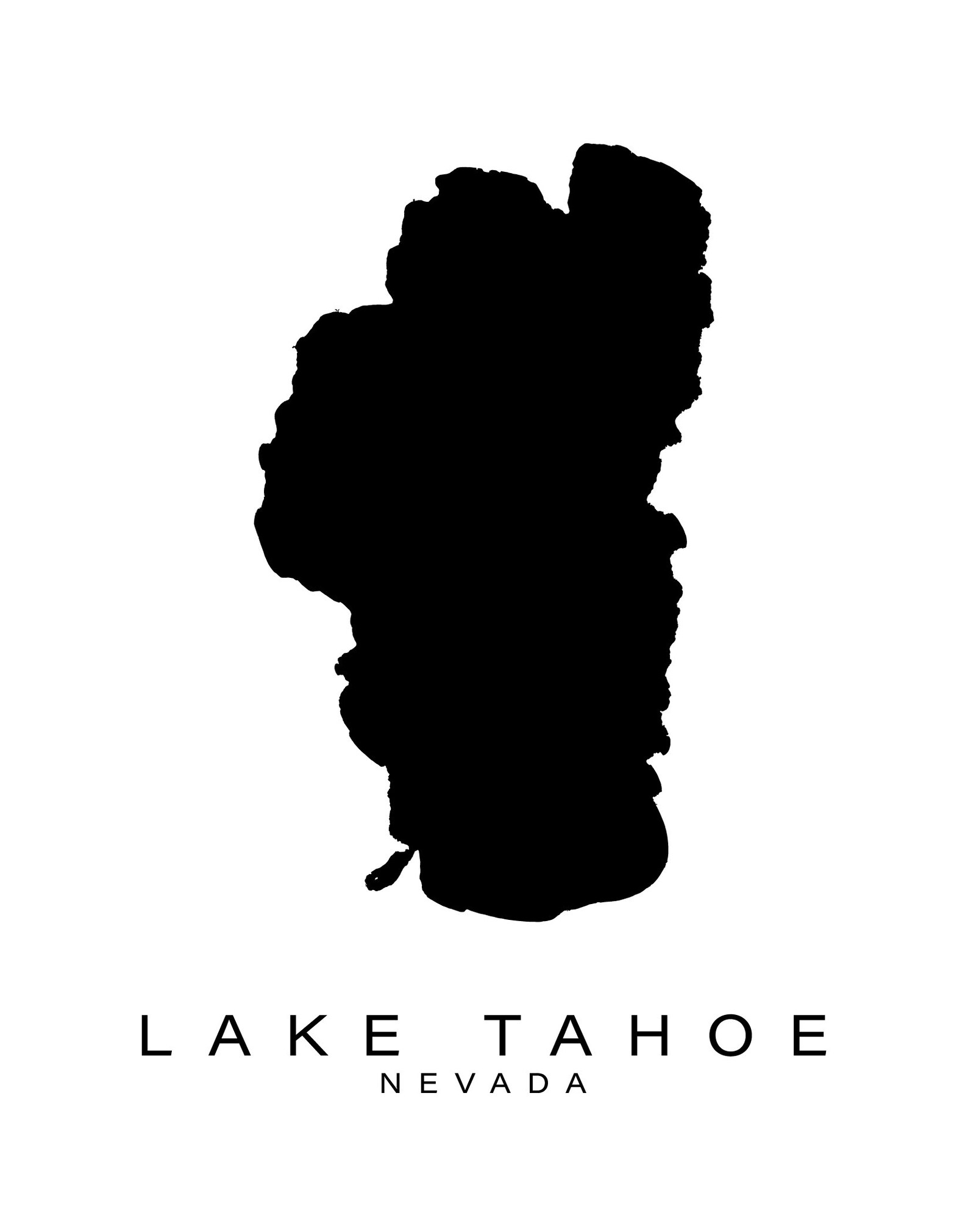 Wall Art Map Print of Lake Tahoe Nevada - Etsy