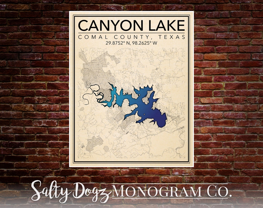 DIGITAL DOWNLOAD 16x20in Print of Canyon Lake, Texas! ***3 Versions ...