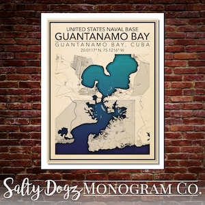 Wall Art Map of United States Naval Guantanamo Bay.