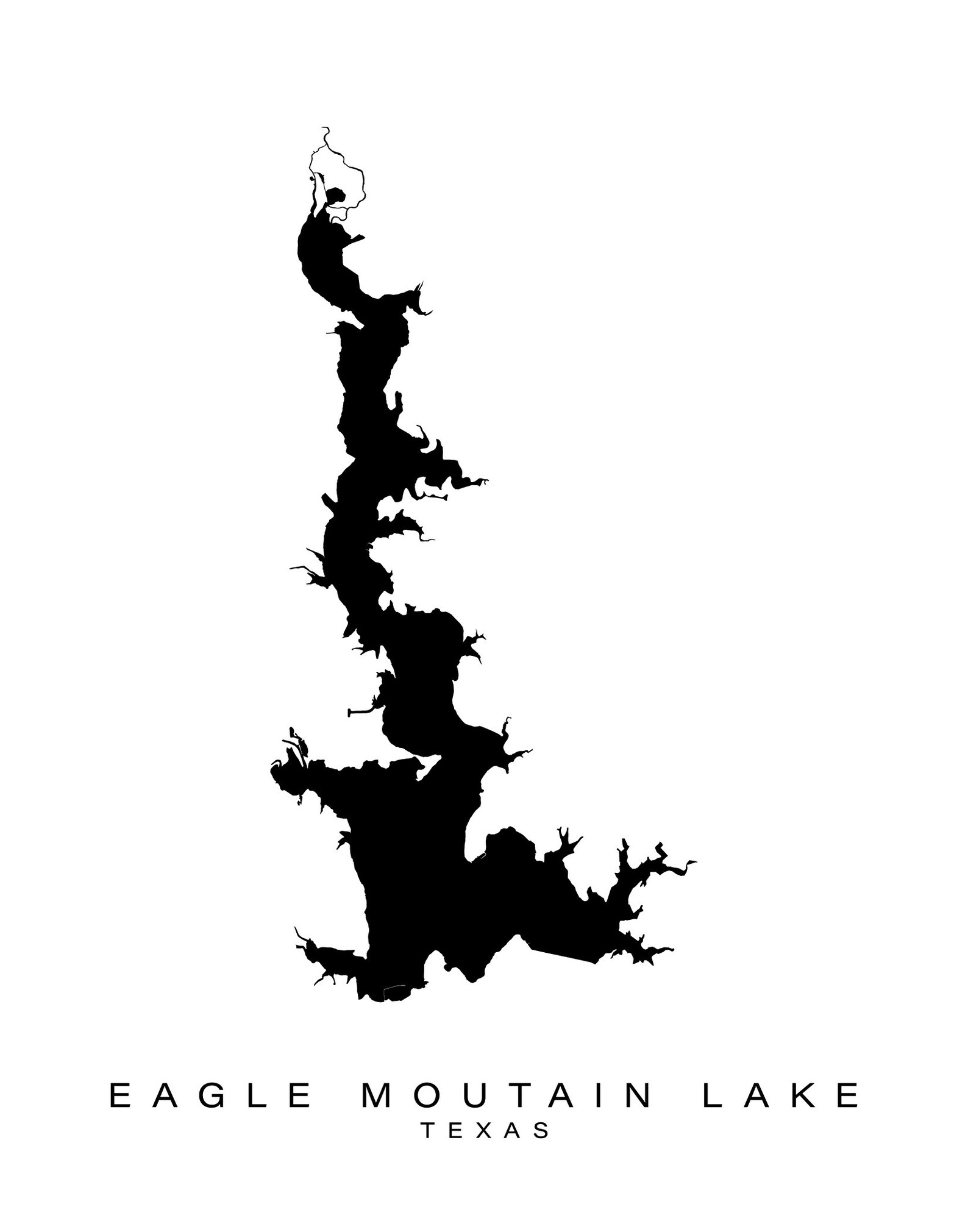 Wall Art Map Print of Eagle Mountain Lake Texas - Etsy