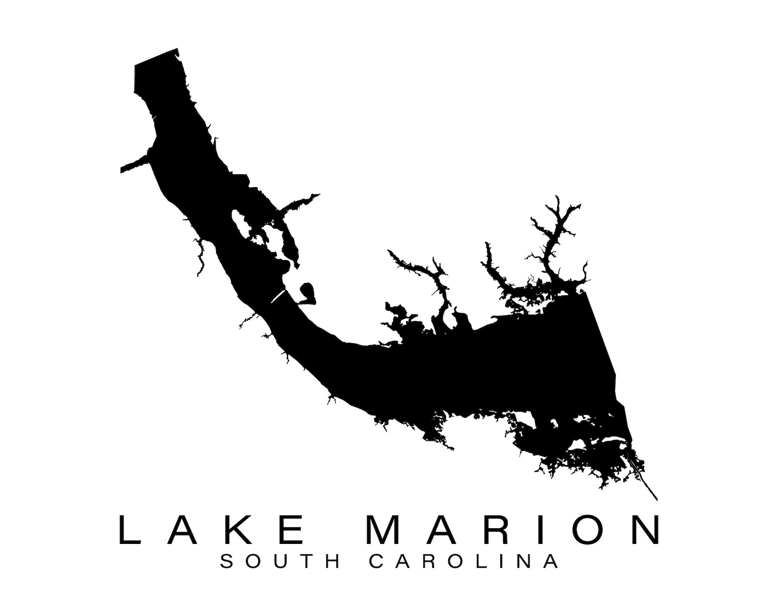 Wall Art Map Print of Lake Marion South Carolina Etsy