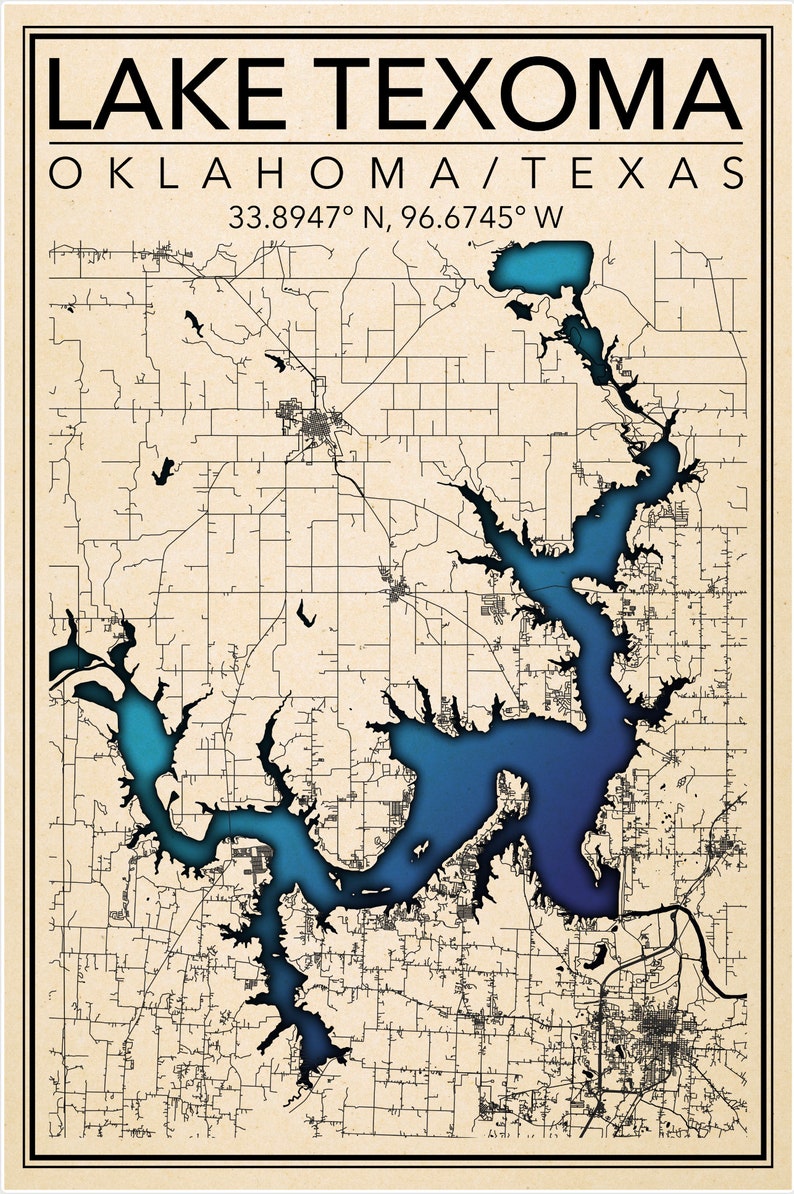 DIGITAL DOWNLOAD 24x36in Print of Lake Texoma, Texas/oklahoma 3