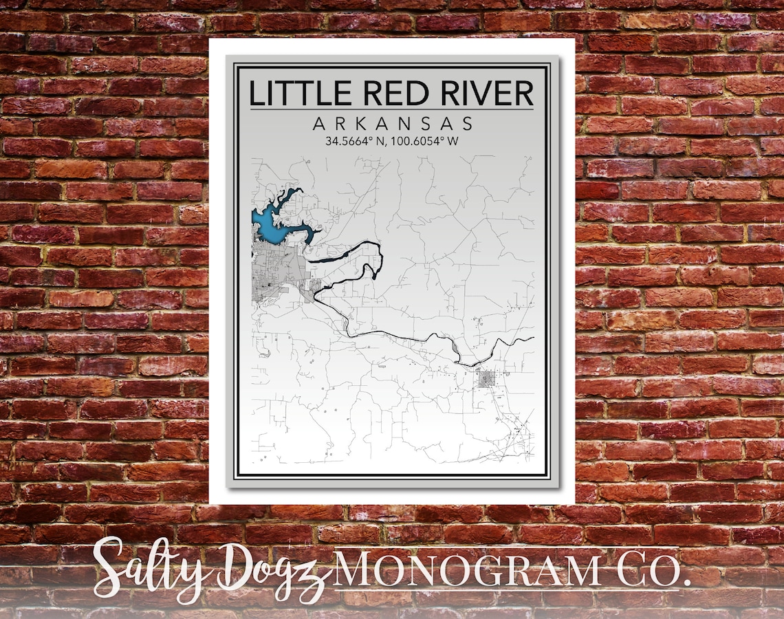 wall-art-map-print-of-little-red-river-arkansas-etsy
