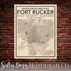 Wall Art Map Print of United States Army Post Fort Rucker, Alabama. - Etsy