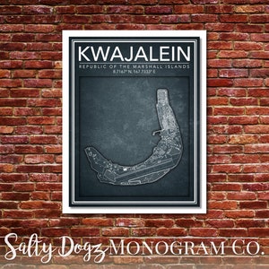 Wall Art Map Print Kwajalein Atoll, Republic of the Marshall Islands!!