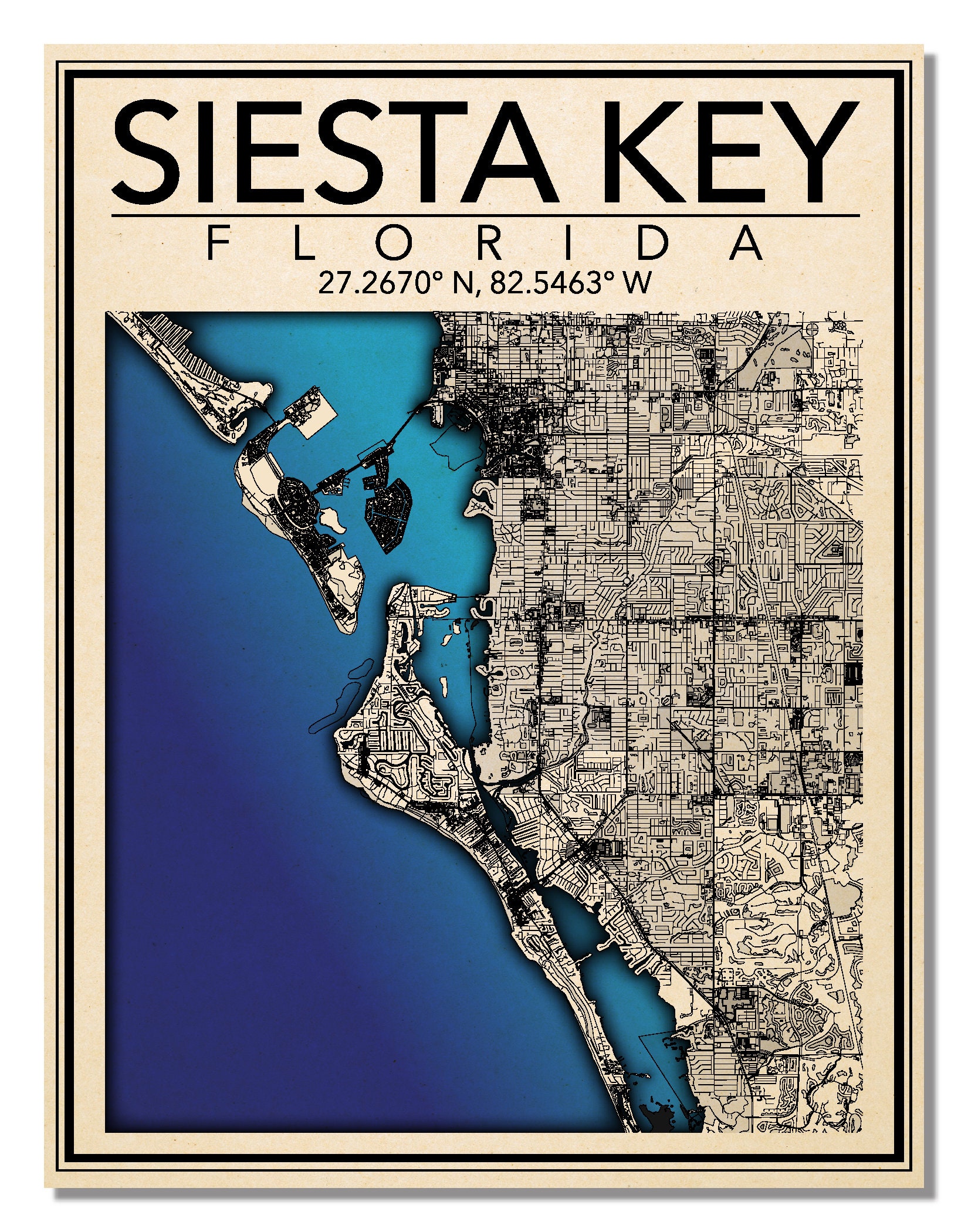 Wall Art Map Print of Siesta Key - Il Fullxfull.2731165694 Q0c4
