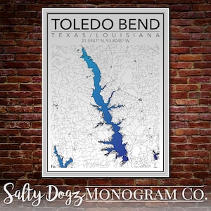 DESCARGA DIGITAL Impresión de 18x24 pulgadas de Toledo Bend, Texas/Luisiana! ***3 versiones***