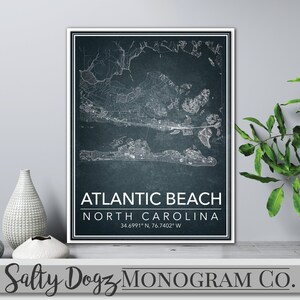 Wall Art Map Print Atlantic Beach, NC