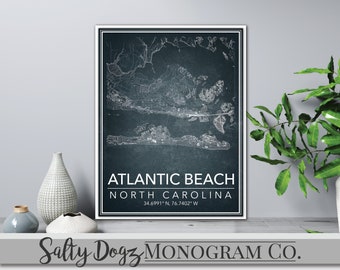 Wall Art Map Print Atlantic Beach, NC