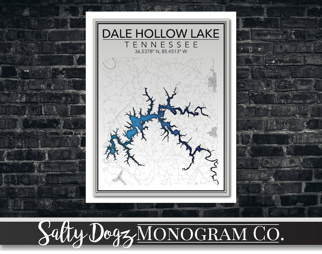 Wall Art Map Print of Dale Hollow Lake, Tennessee! - Etsy