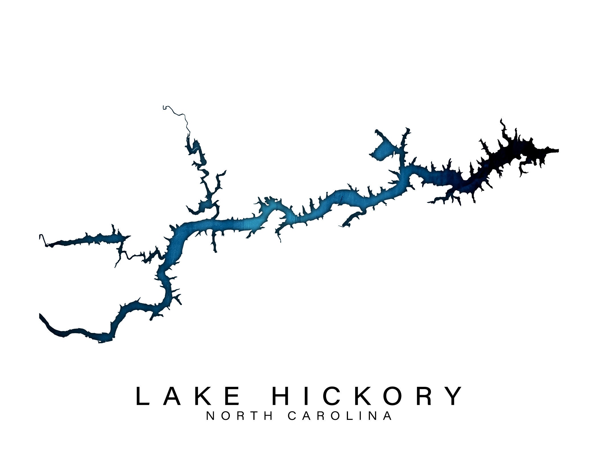 Wall Art Map Print of Lake Hickory North Carolina Minimal Etsy