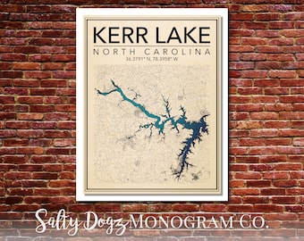Wall Art Map Print of High Rock Lake North Carolina | Etsy