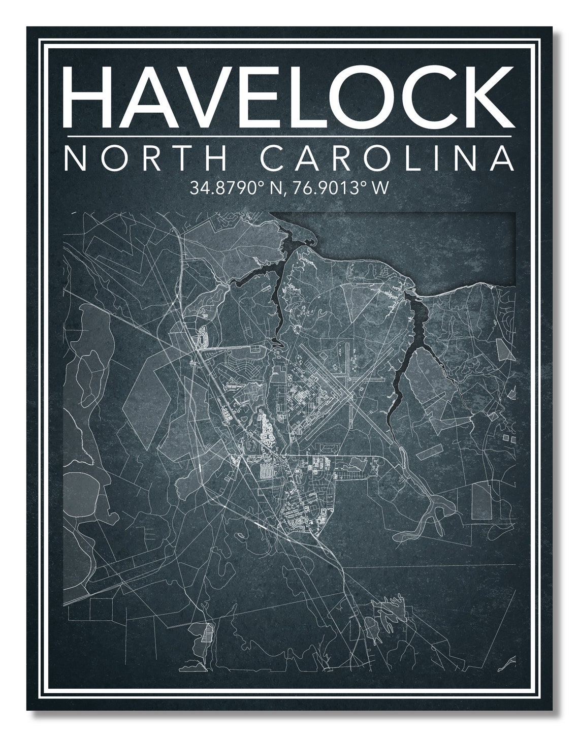 Wall Art Map of Havelock North Carolina Etsy