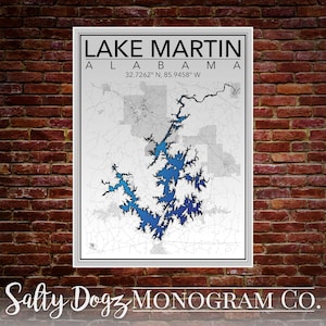 DIGITALER DOWNLOAD 18x24in Druck von Lake Martin, Alabama! 3 Ausführungen