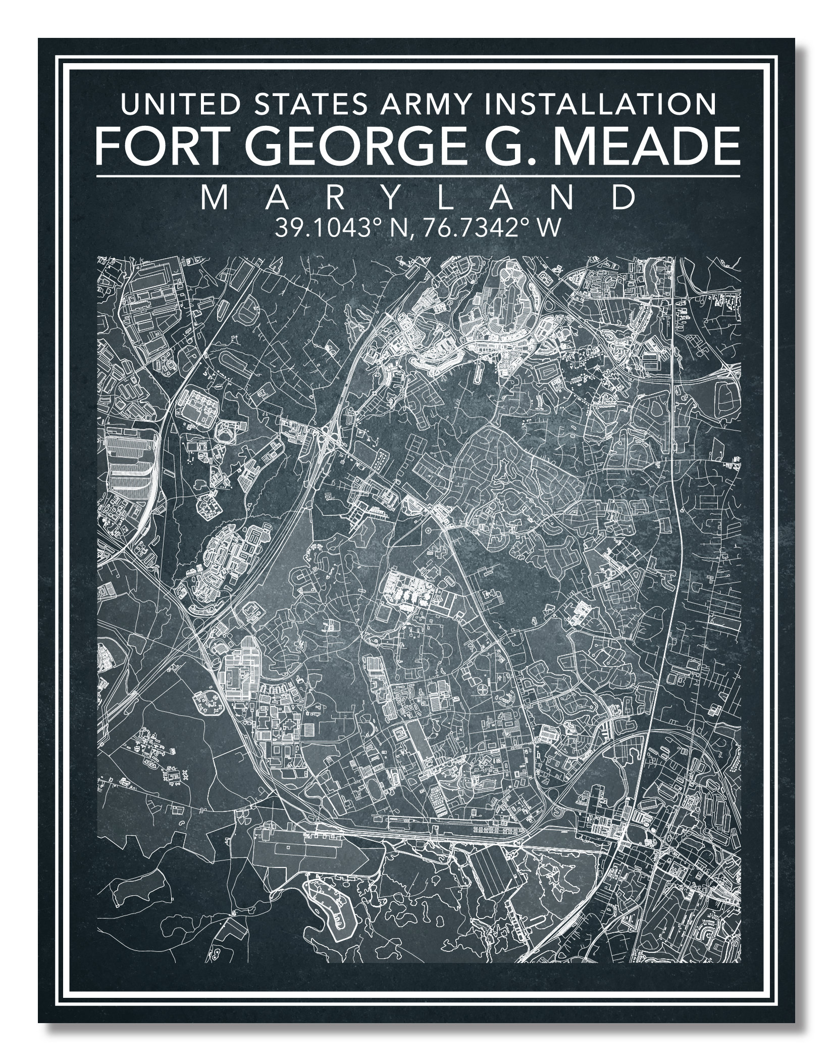 Wall Art Map Print of Fort G. Meade Maryland La Etsy