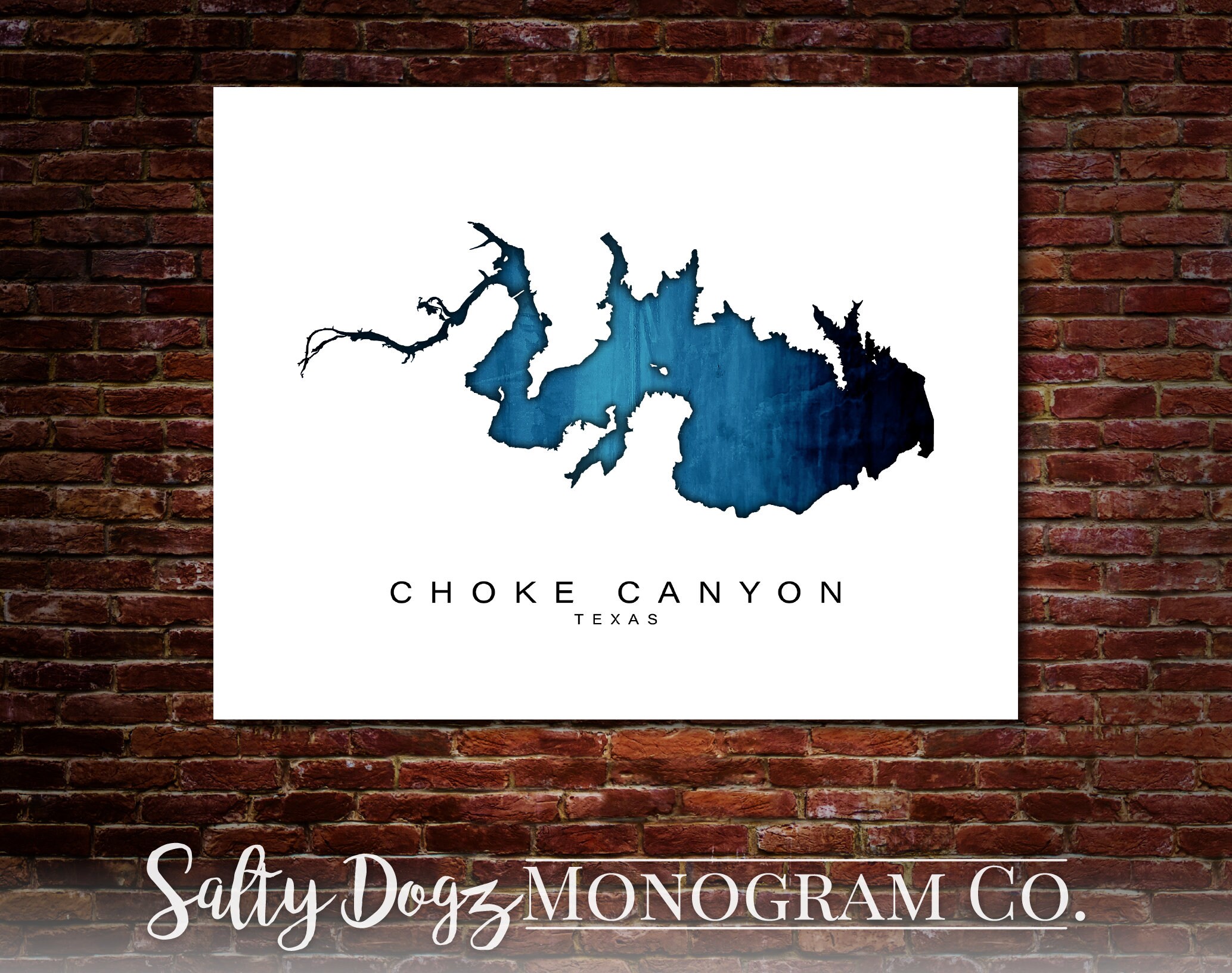 Wall Art Map Print of Choke Canyon Texas Etsy