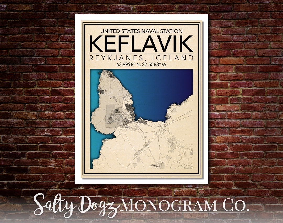 Wall Art Map Print of United States Naval Air Station Keflavik, Iceland
