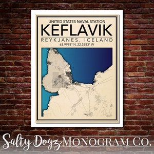 Wall Art Map Print of United States Naval Air Station Keflavik, Iceland!