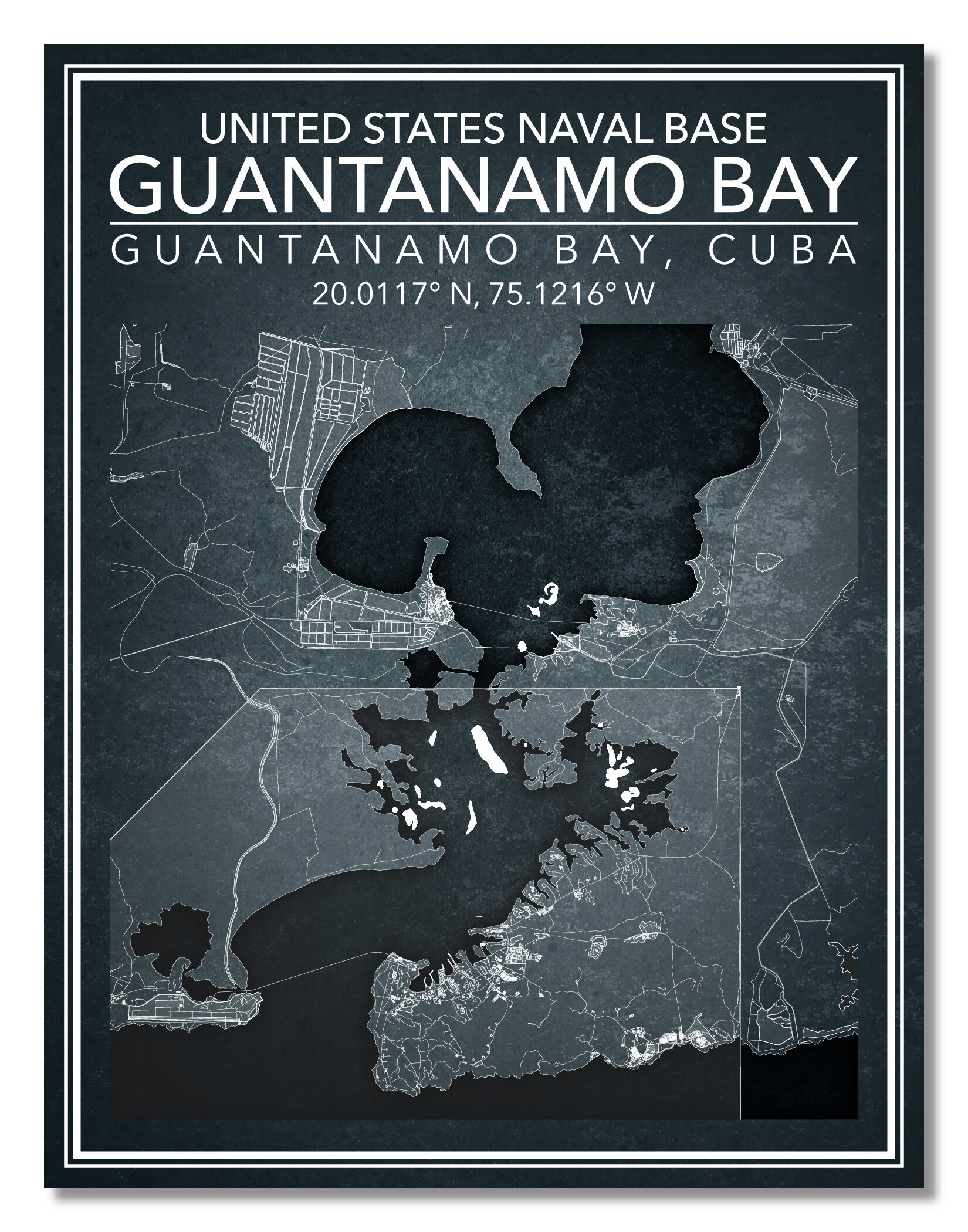 Wall Art Map Print of United States Naval Base Guantanamo - Etsy