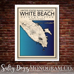 Wall Art Map Print of United States Naval Facility White Beach, Okinawa, Japan!!